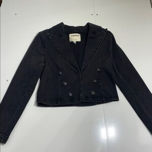 L'AGENCE Dolly Cropped Denim Blazer Black Size xs